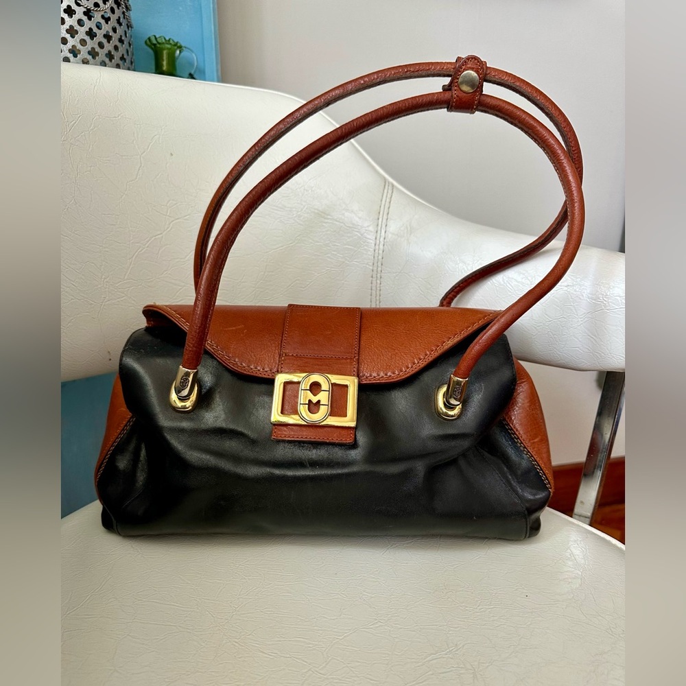Marino Orlandi Black and Brown Leather Bag